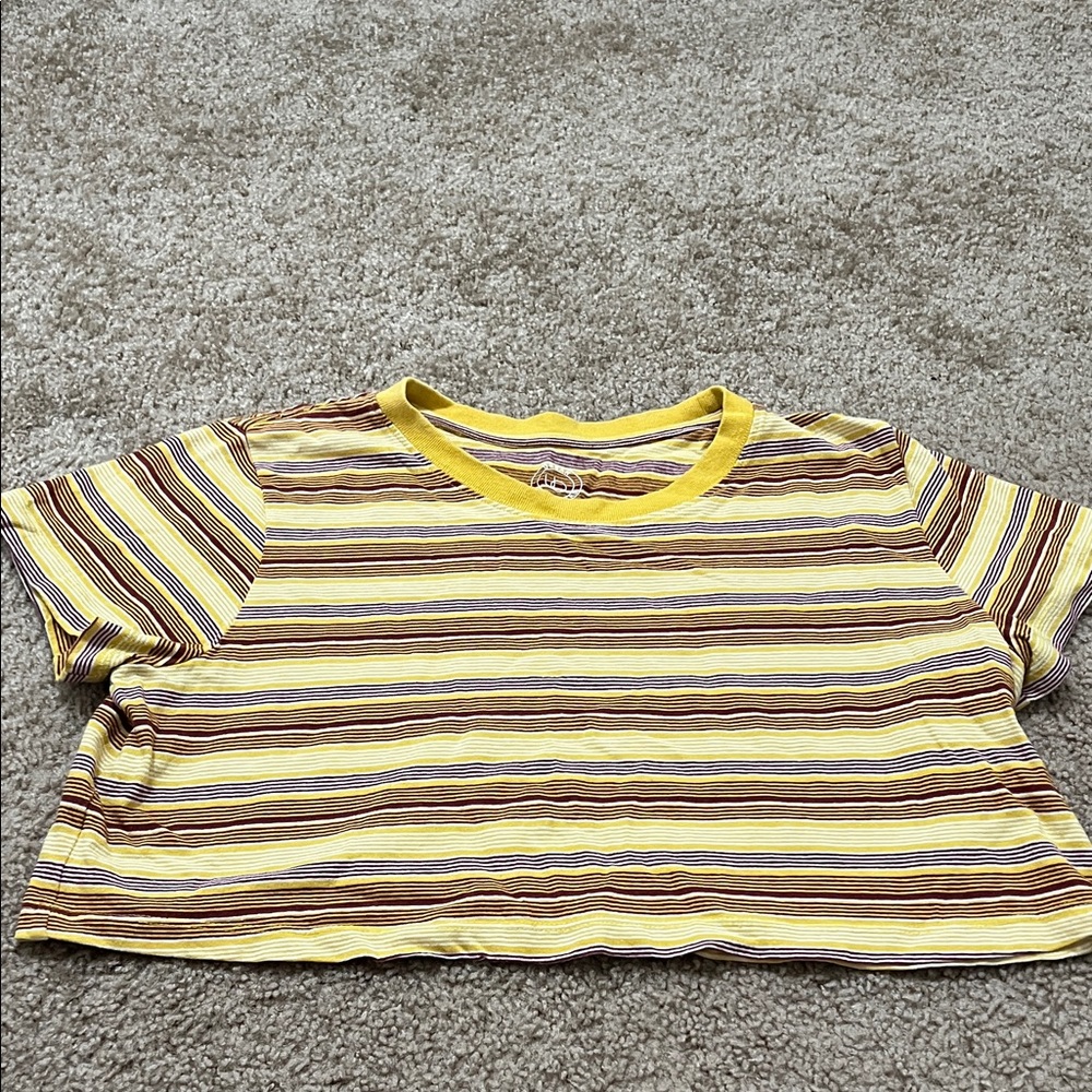 Urban Outfitters Striped Tee - Yellow and Brown